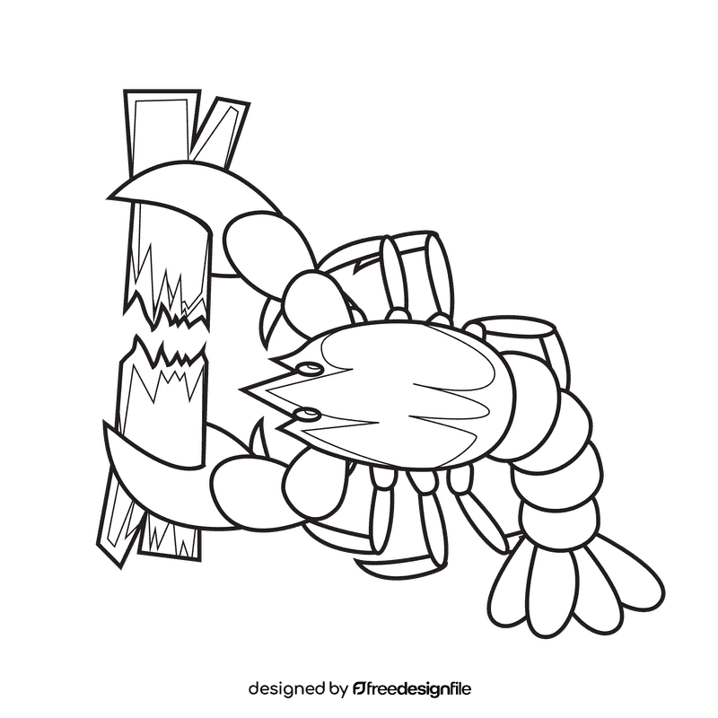 Lobster Albino black and white clipart