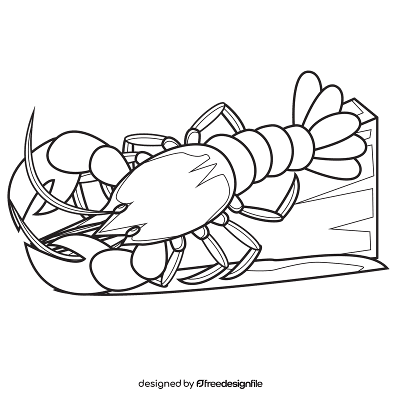 Lobster Orange Bright black and white clipart