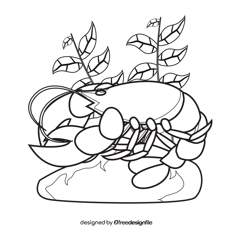 Lobster Pink black and white clipart