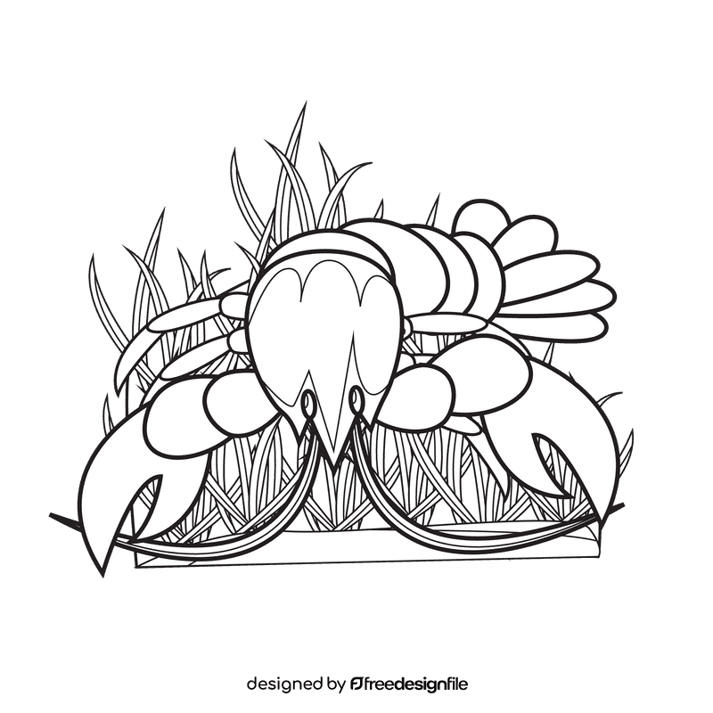 Lobster Red Pumpkin black and white clipart