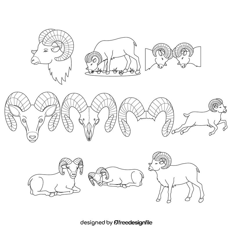 Ram  Set black and white vector