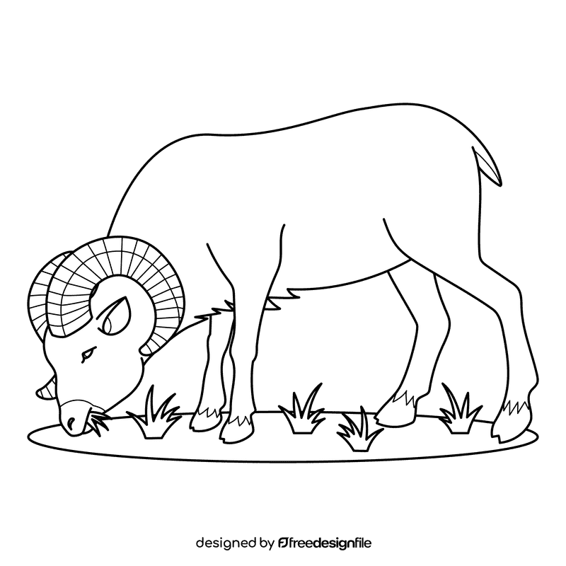 Ram Eating black and white clipart