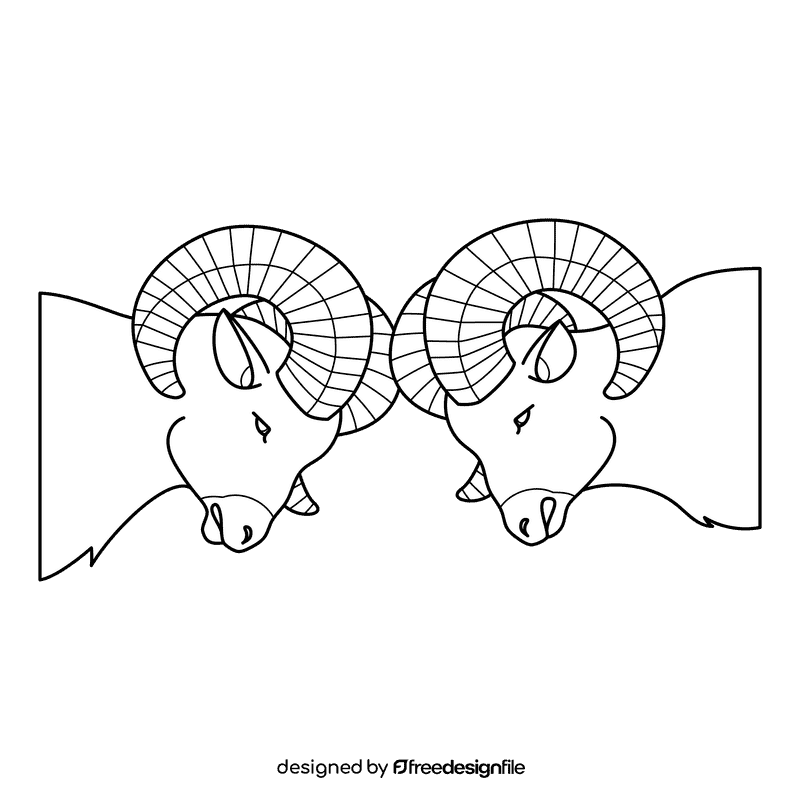Ram Fighting black and white clipart