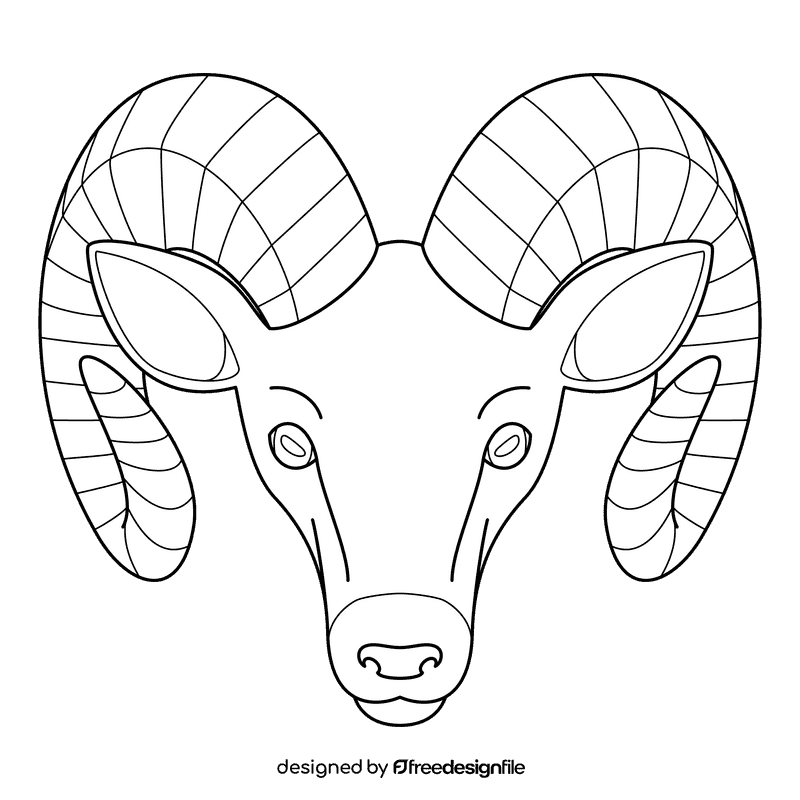 Ram Head black and white clipart