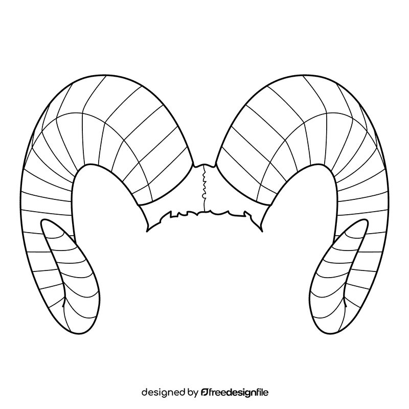 Ram Horns black and white clipart