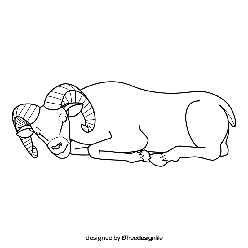 Ram Sleeping black and white clipart