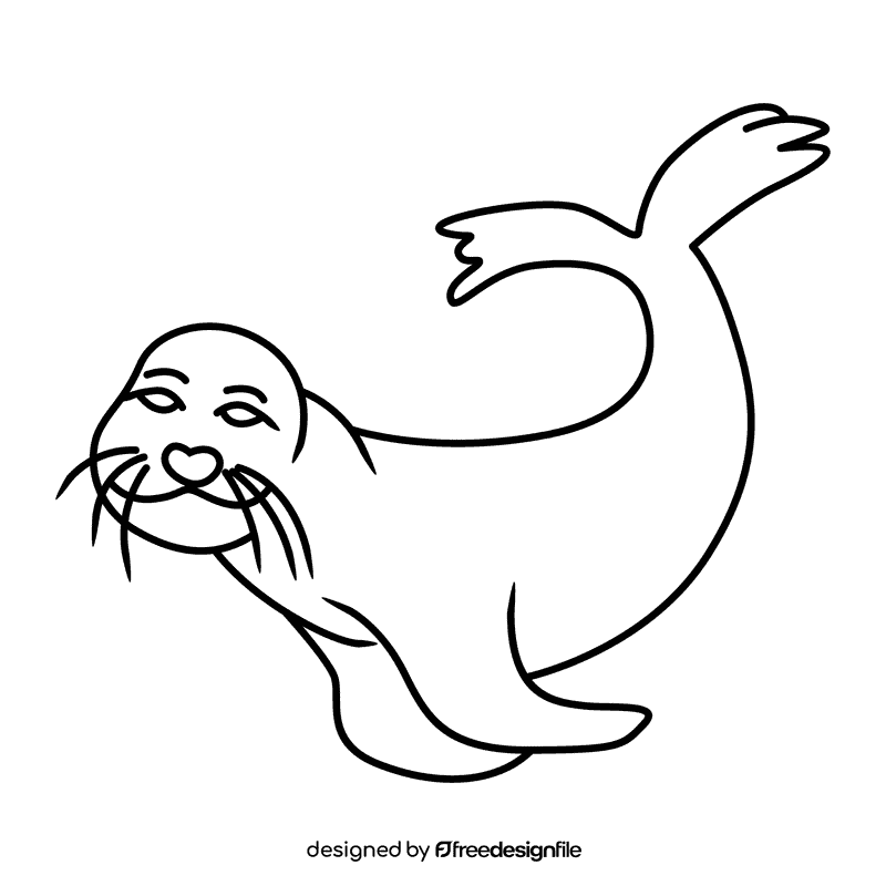 Sealion interaction black and white clipart