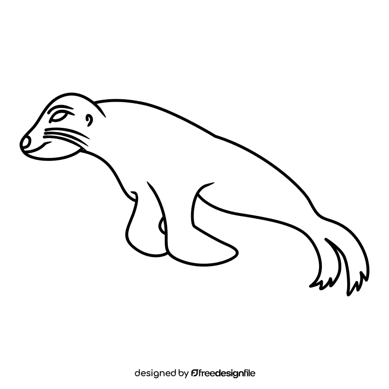 Sealion jump black and white clipart