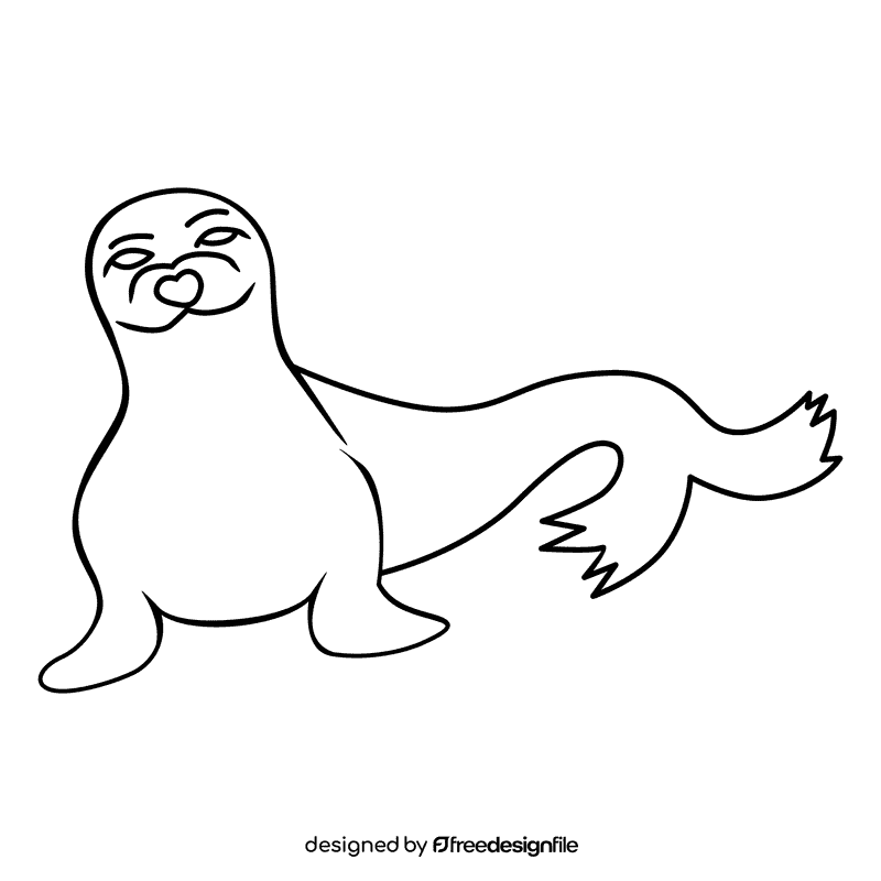 Sealion relaxing black and white clipart