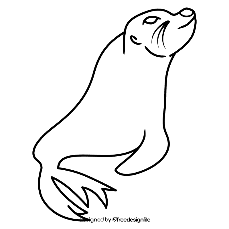 Sealion standing on flipper black and white clipart