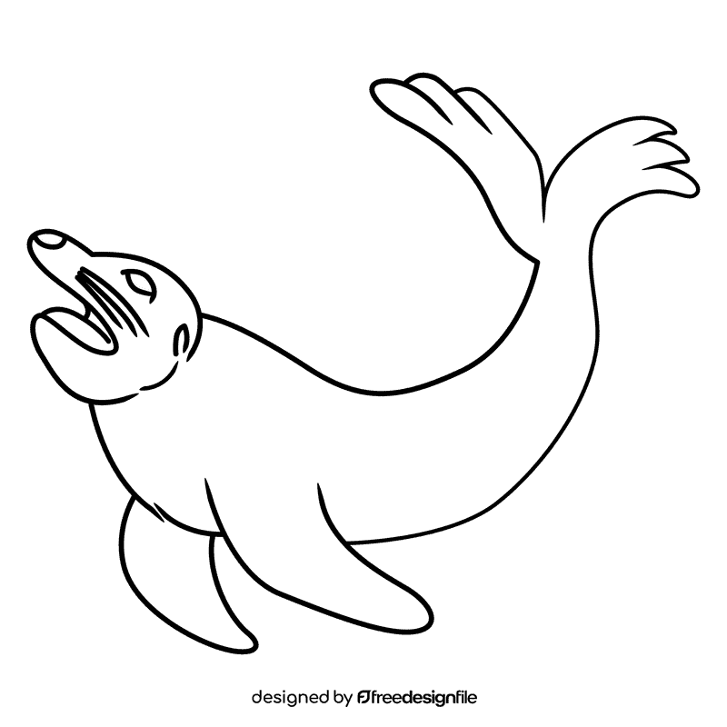 Sealion yoga pose black and white clipart
