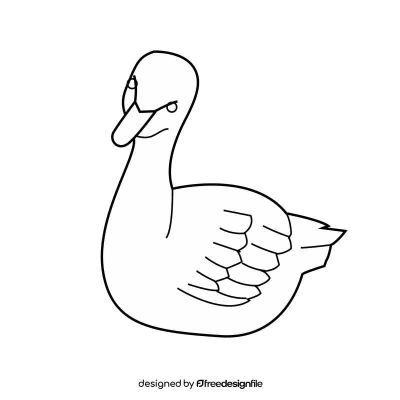 Cute swan black and white clipart