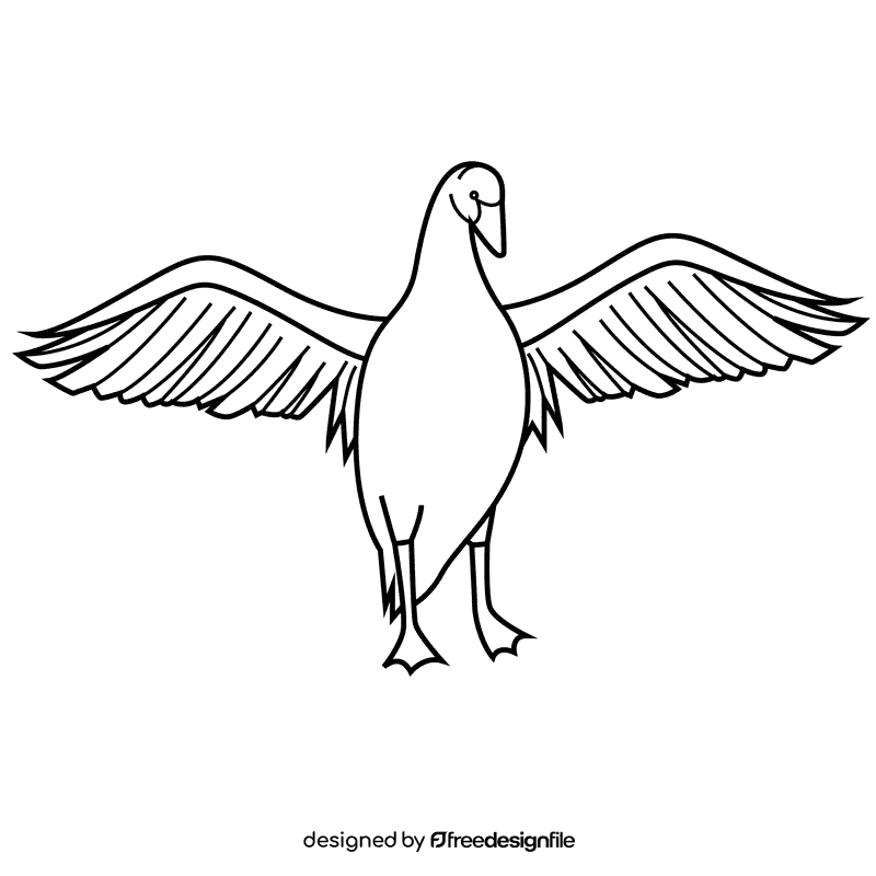 Wide wings swan black and white clipart