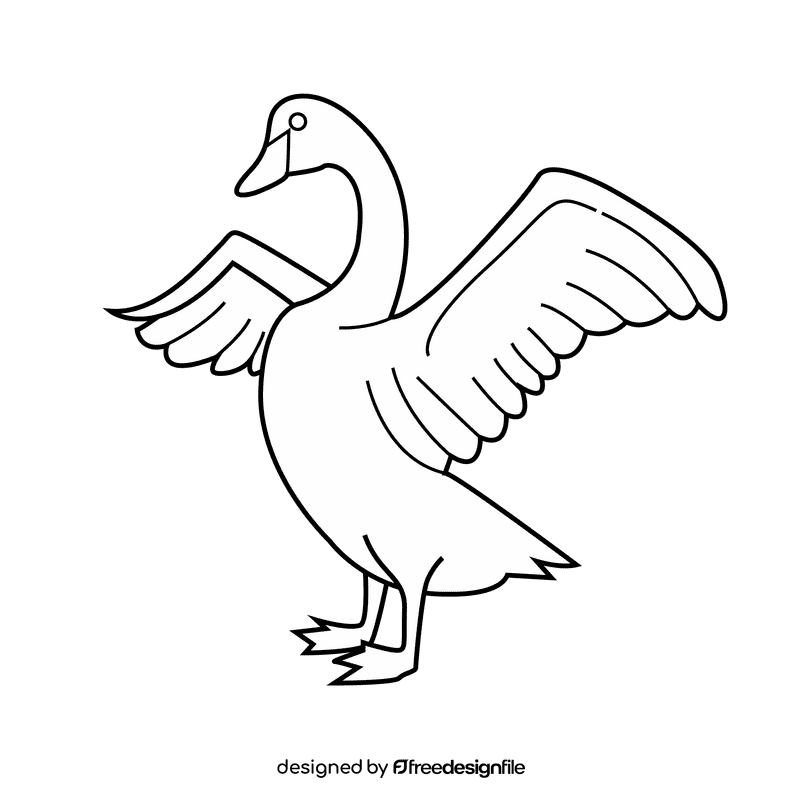 Wings swan black and white clipart