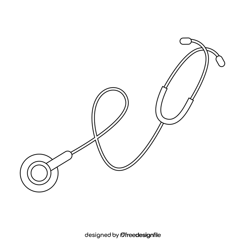 Stethoscope drawing black and white clipart