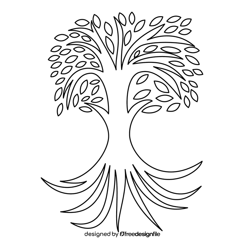 Tree Of Life Blue Tree black and white clipart