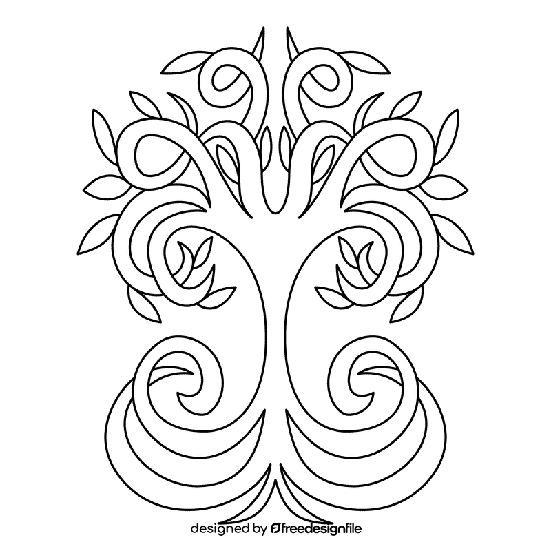 Tree Of Life Colorful black and white clipart