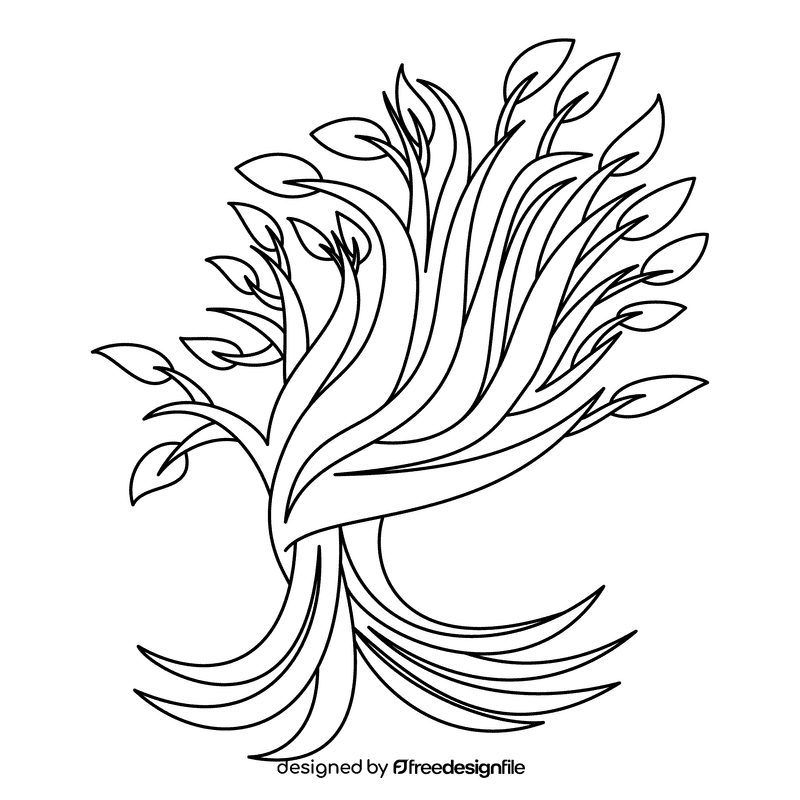Tree Of Life Gold Trunk black and white clipart