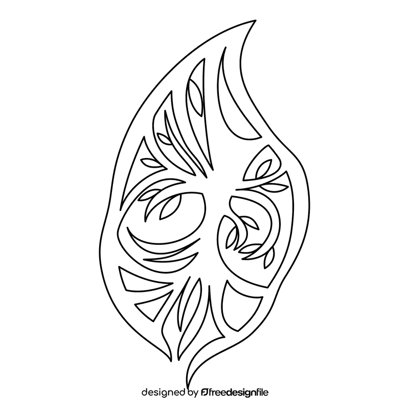 Tree Of Life Leaf Carving black and white clipart