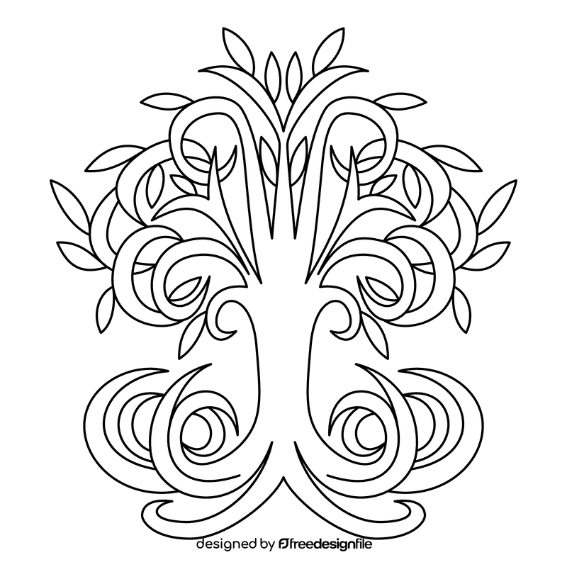 Tree Of Life Rainbow Tree black and white clipart
