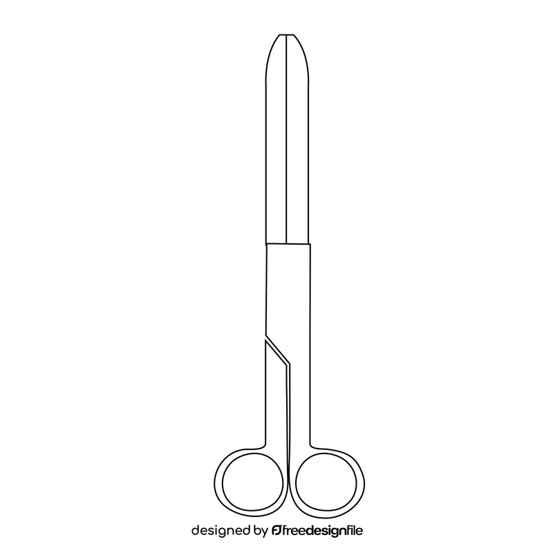 Surgical scissors black and white clipart