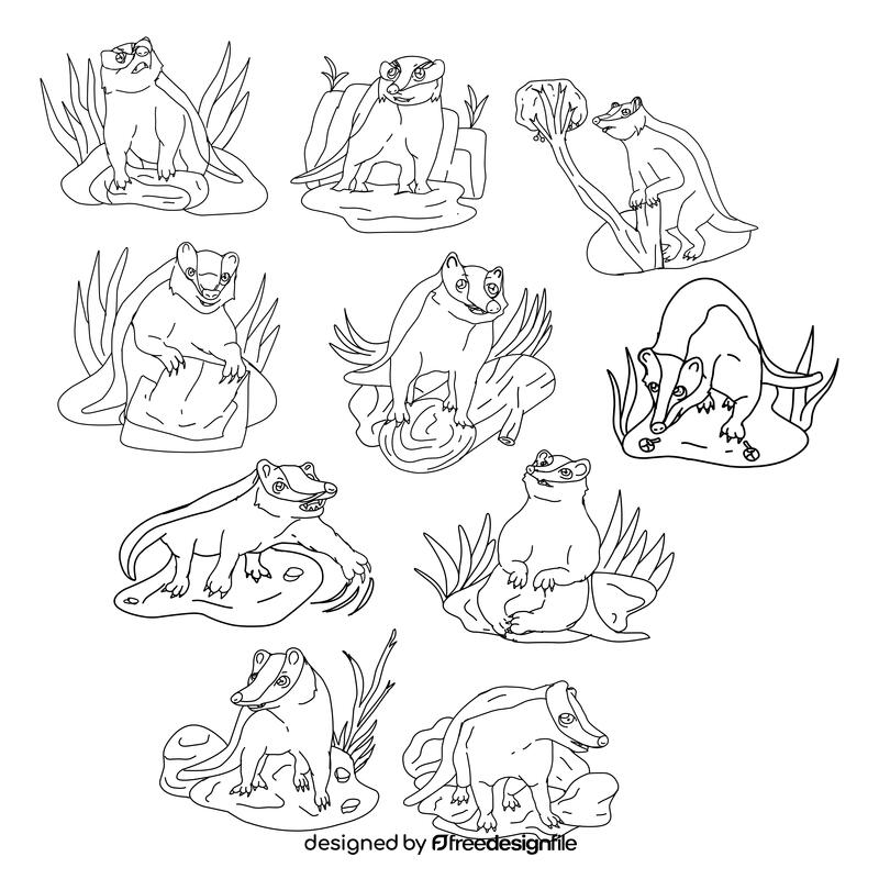 Badger Set black and white vector