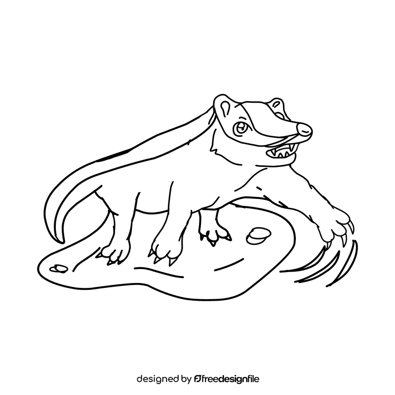 Badger Attack black and white clipart