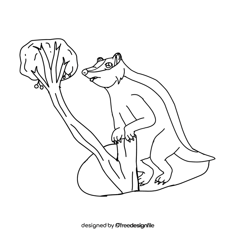 Badger Get Fruit black and white clipart
