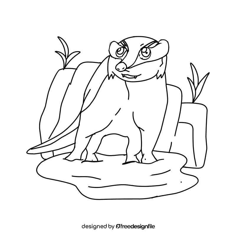 Badger In Water black and white clipart