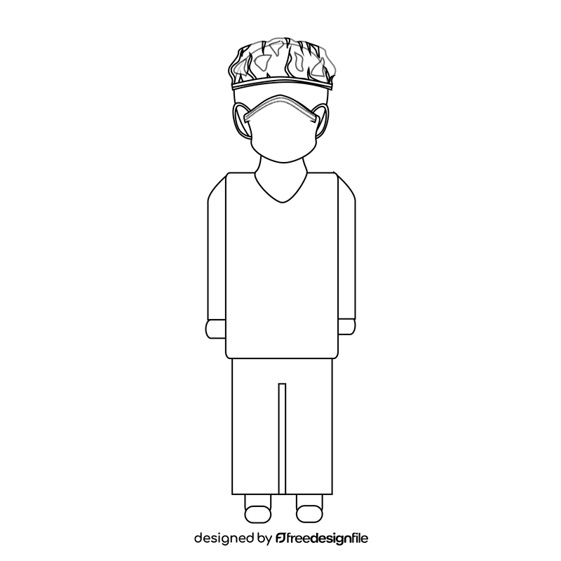 Surgeon drawing black and white clipart