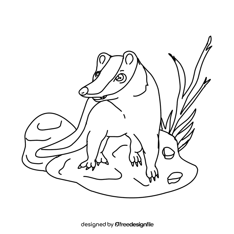 Badger Walking black and white clipart