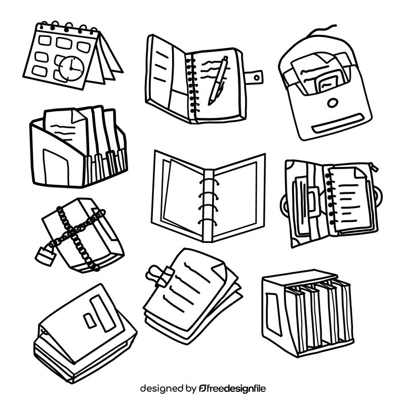 Binder Set black and white vector