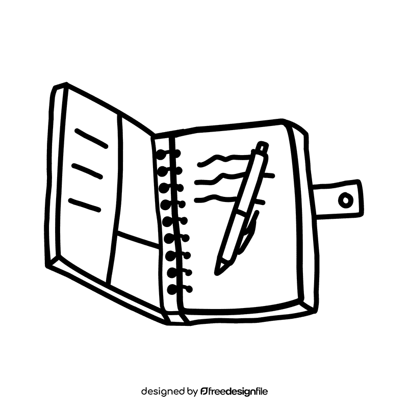 Binder Diary black and white clipart