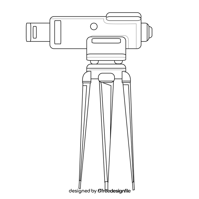 Total station surveyor equipment drawing black and white clipart