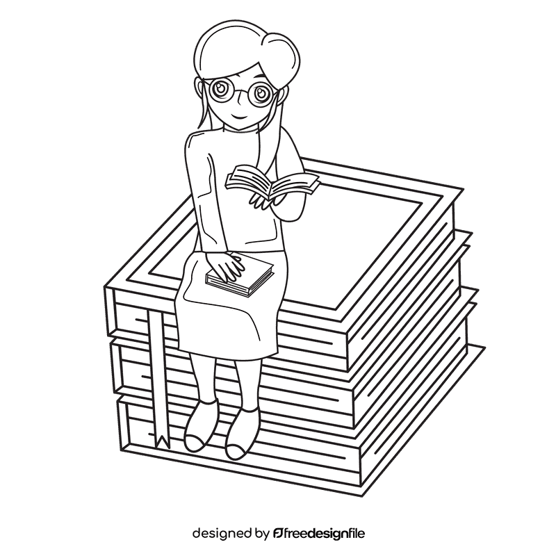 Book Club Hobby Reading black and white clipart