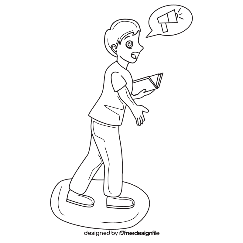 Book Club Loud Reading black and white clipart