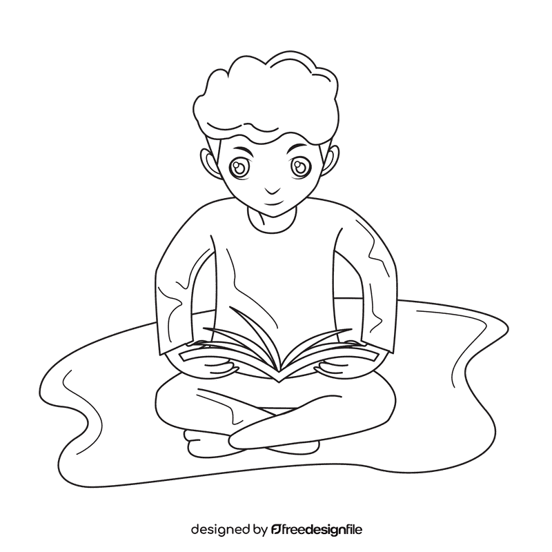 Book Club Reading black and white clipart