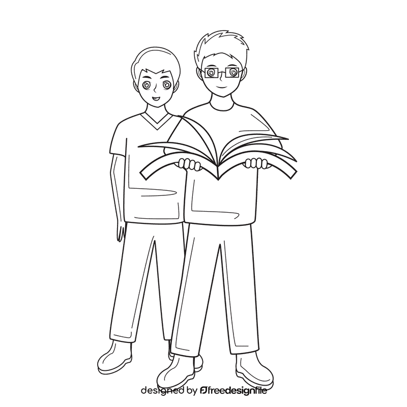 Book Club Reading Together black and white clipart