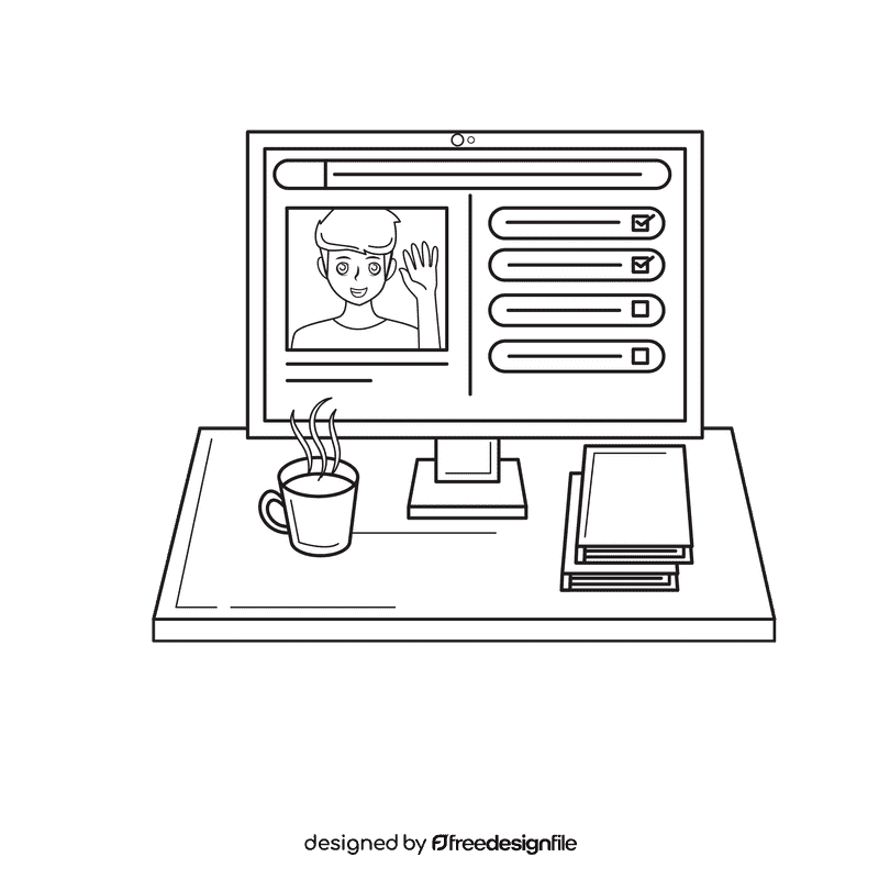 Book Club Virtual black and white clipart