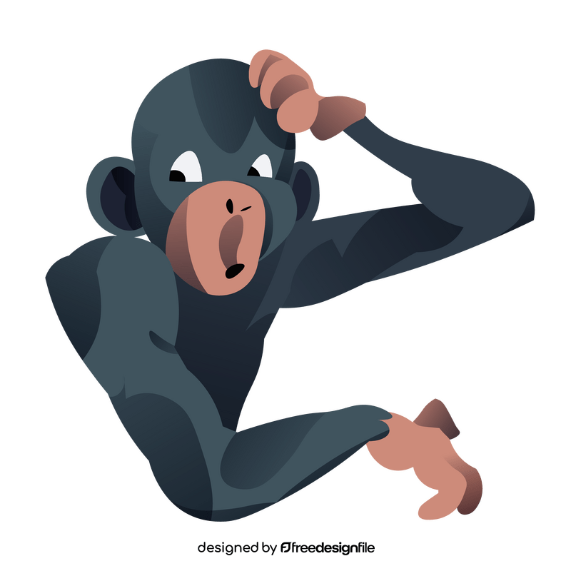 Cartoon chimpanzee confused clipart