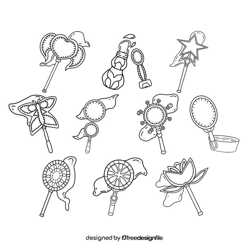 Bubble Wand  Set black and white vector