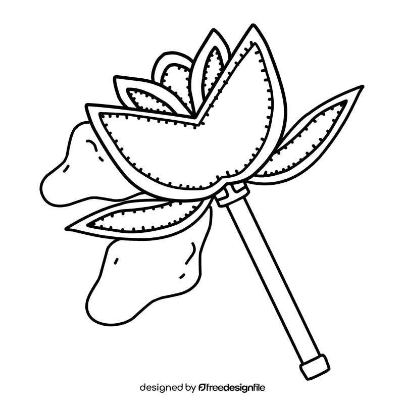Bubble Wand Rose black and white clipart