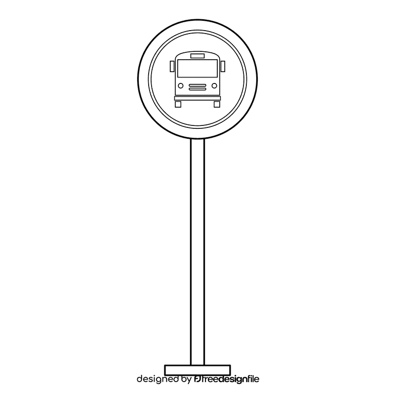 Bus Stop Circle Sign black and white clipart