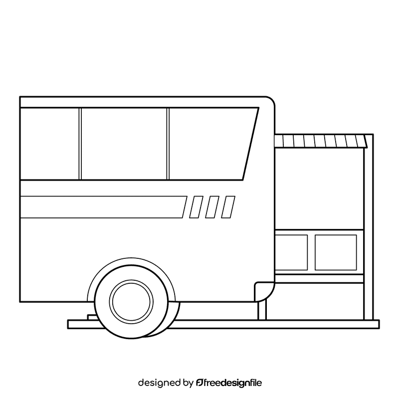 Bus Stop Leaving black and white clipart