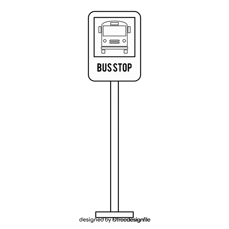 Bus Stop Rectangle Sign black and white clipart
