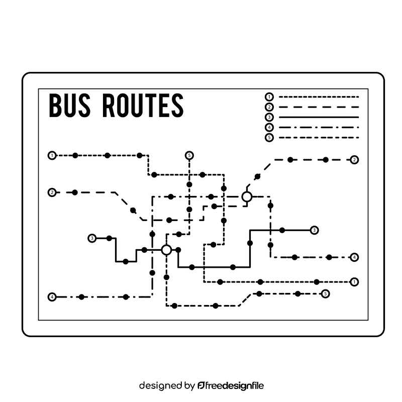 Bus Stop Route Map black and white clipart