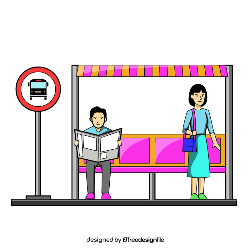 Bus Stop Waiting clipart
