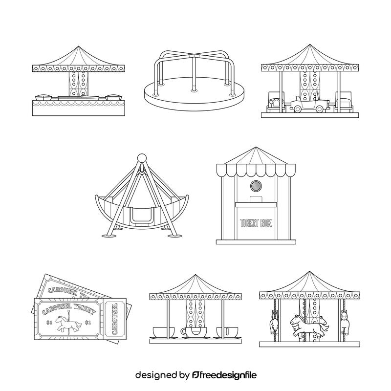 Carousel  Set black and white vector