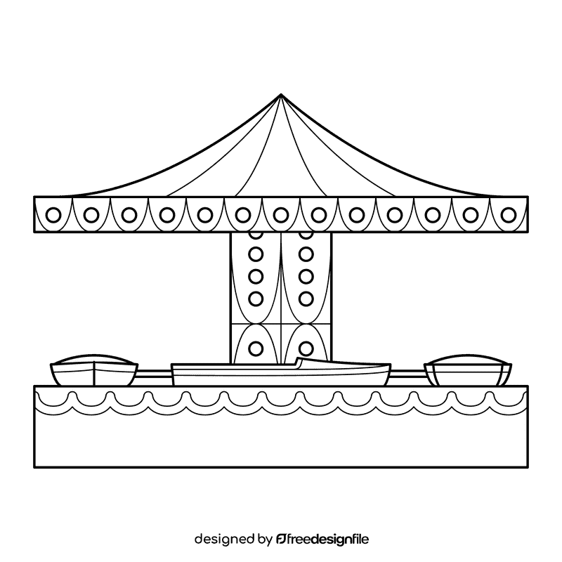 Carousel Boat black and white clipart