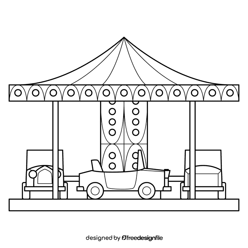 Carousel Cars black and white clipart